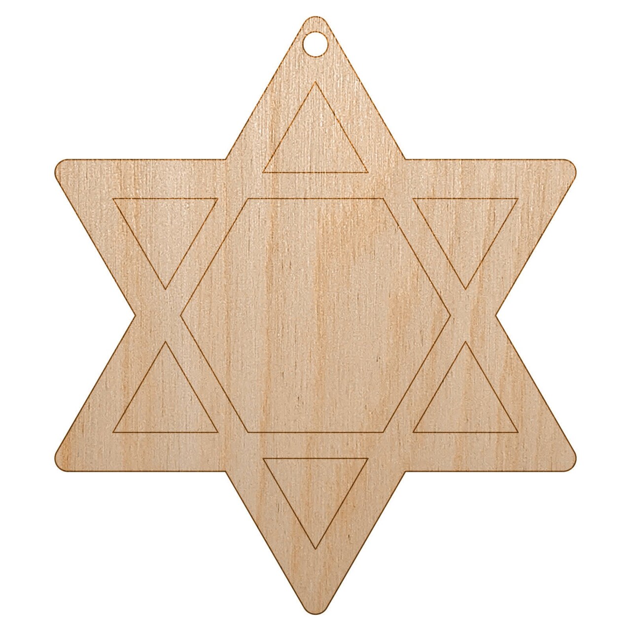 Star of David Jewish Unfinished Craft Wood Holiday Christmas Tree DIY Pre-Drilled Ornament
